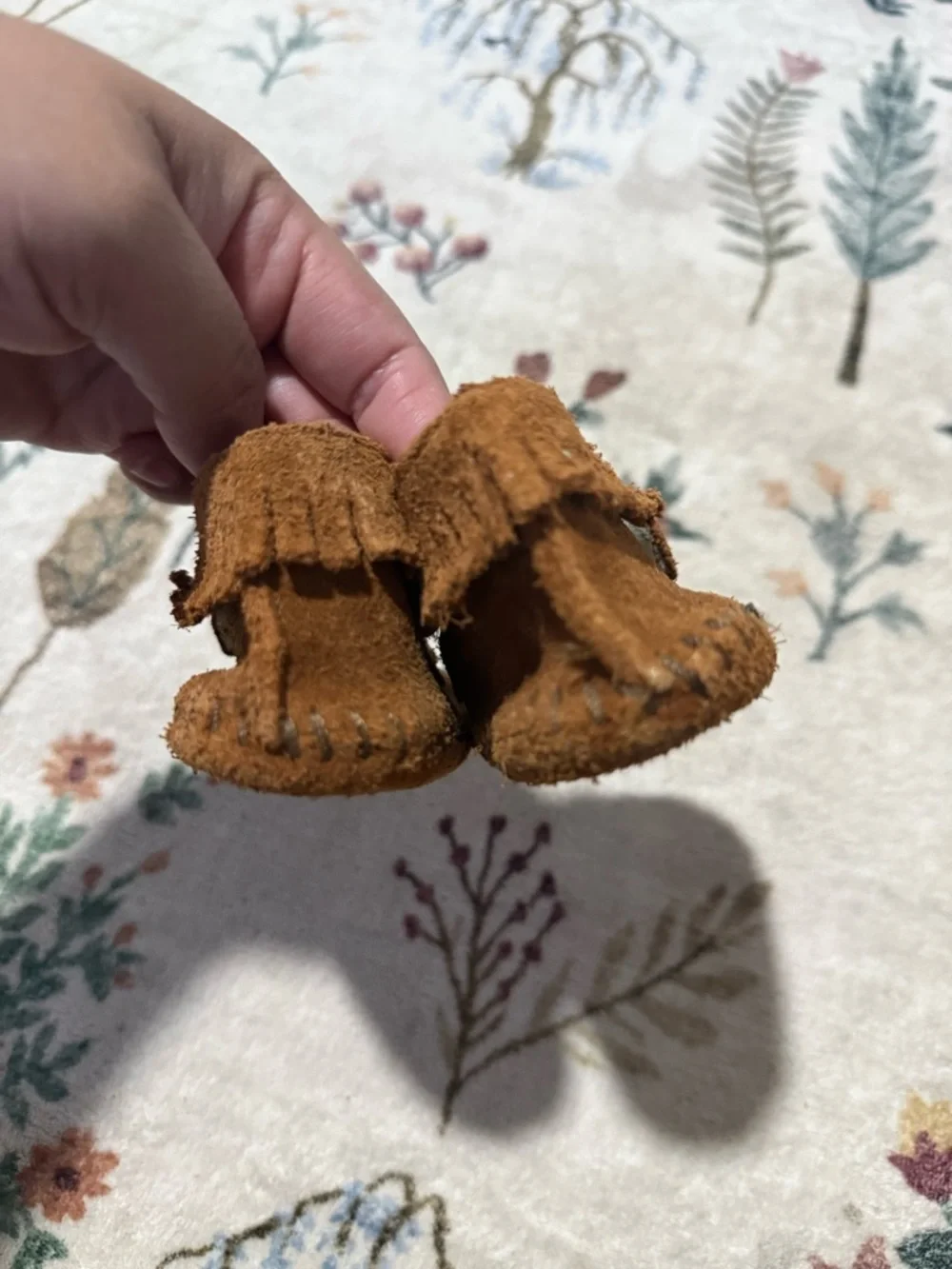 Minnetonka Kids Brown Suede Fringe Moccasins